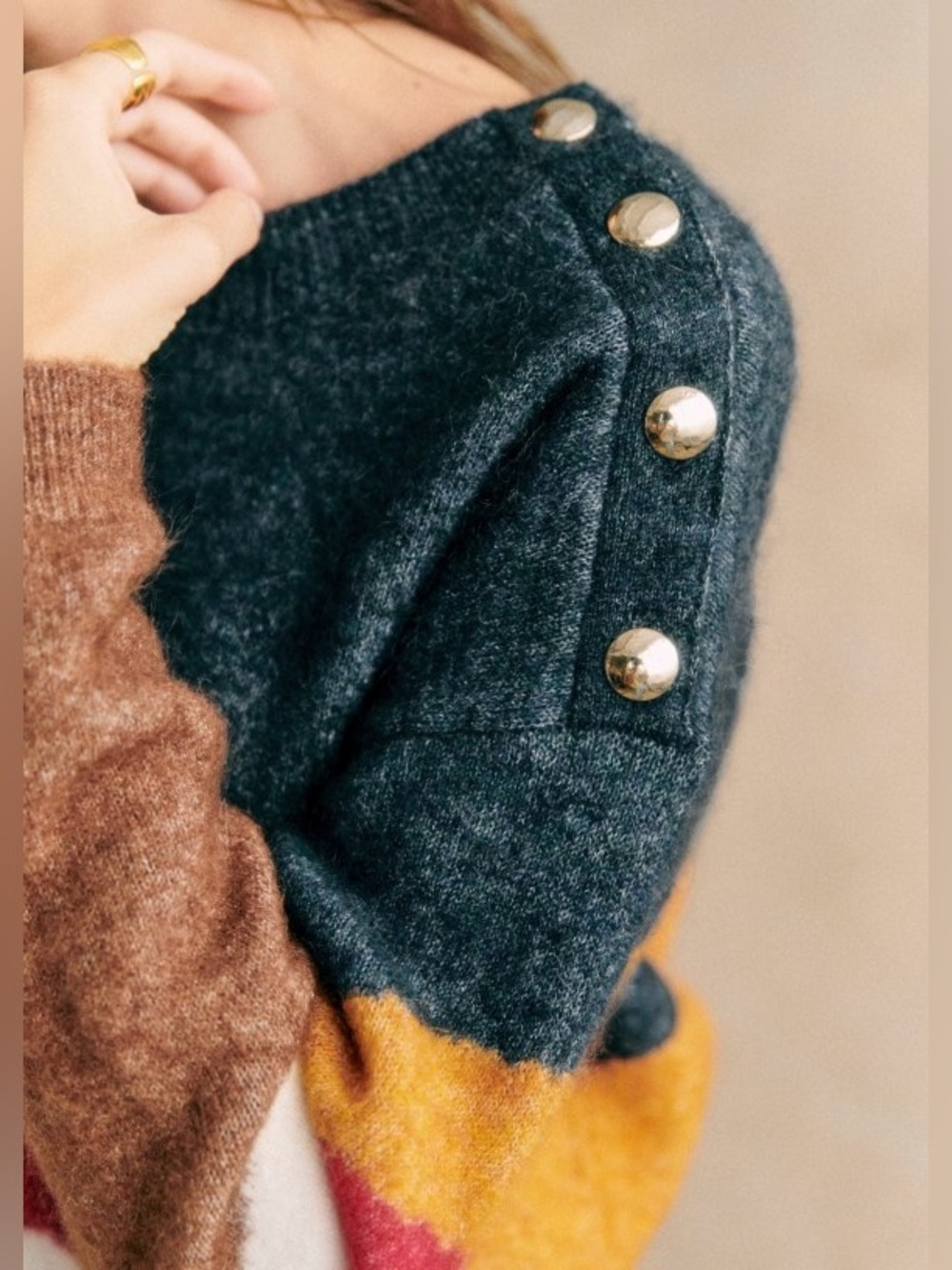 LES COMPOSANTES POUR SEZANE Kid Mohair Alpaca Merino Sweater Size Small VGUC - Picture 4 of 8